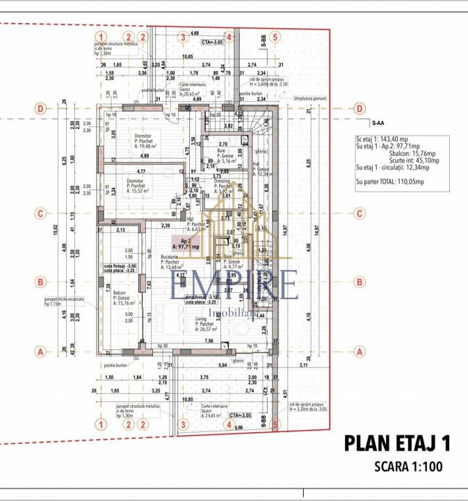 Apartament 3 camere, parcare inclusă, semifinisat, zona Europa